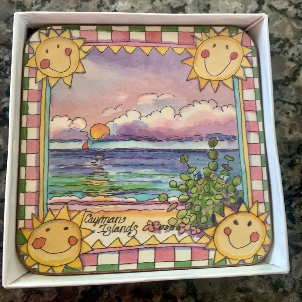 Vtg Pimpernel Caribbean Collection Set of 4 Coasters Cayman Islands